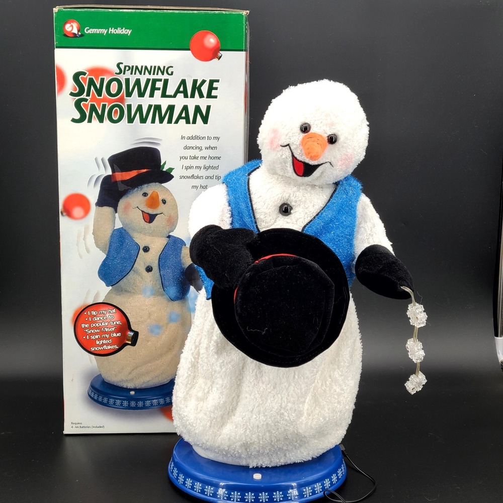 2002 Gemmy Spinning Snowflake Snowman Animated Singing Dancing Original Box